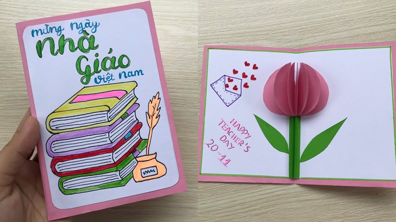 Mẫu thiệp hoa Tulip nổi 3D bằng giấy màu sắc rực rỡ mang đến nét đẹp tinh tế và nổi bật.